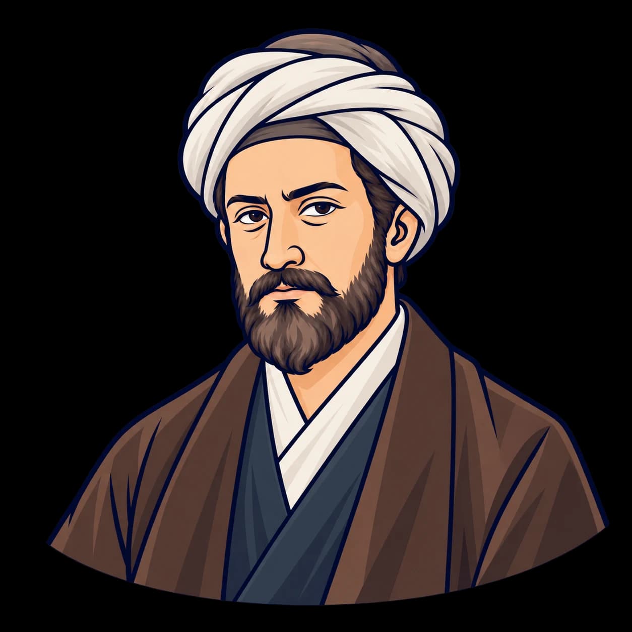 alghazaliを描いたフラットなイラスト肖像