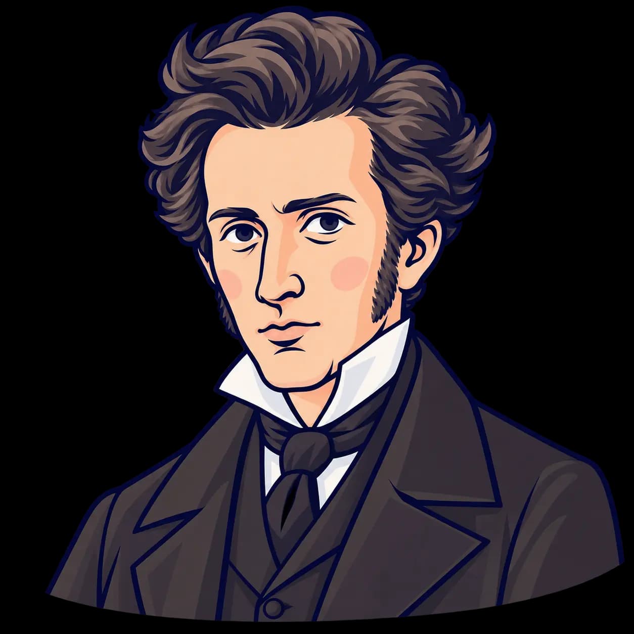 kierkegaardを描いたフラットなイラスト肖像