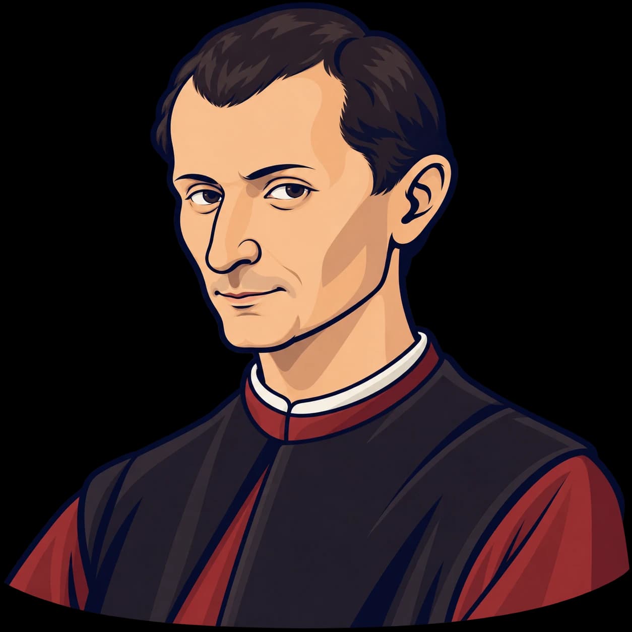 machiavelliを描いたフラットなイラスト肖像