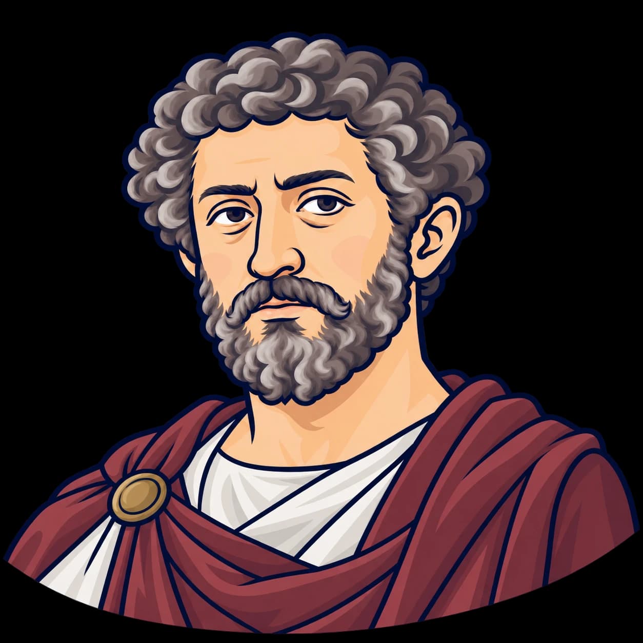marcusaureliusを描いたフラットなイラスト肖像