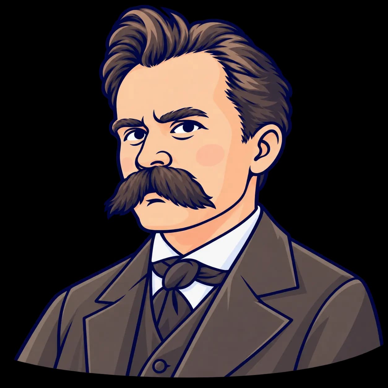 nietzscheを描いたフラットなイラスト肖像