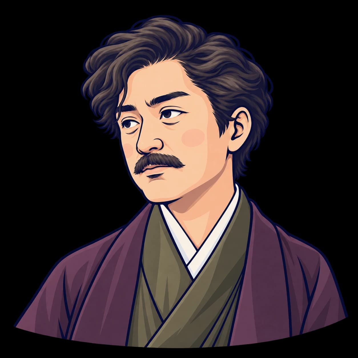 okakuraを描いたフラットなイラスト肖像