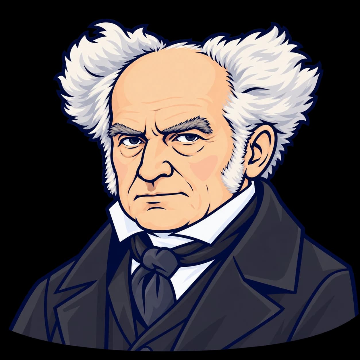 schopenhauerを描いたフラットなイラスト肖像