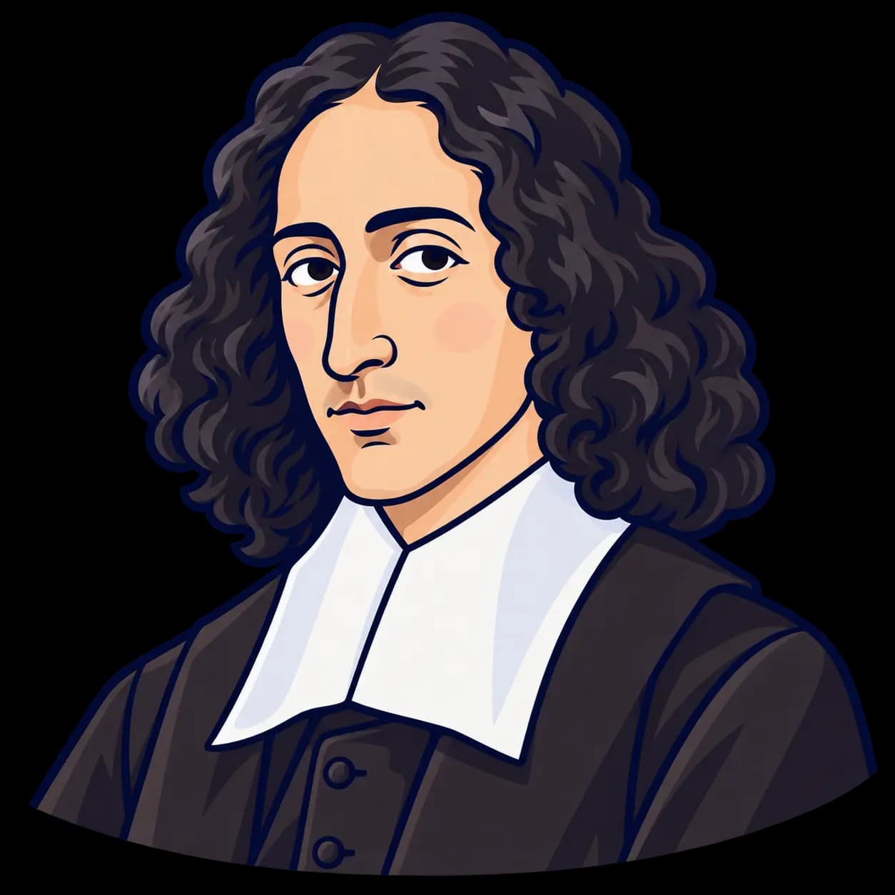 spinozaを描いたフラットなイラスト肖像