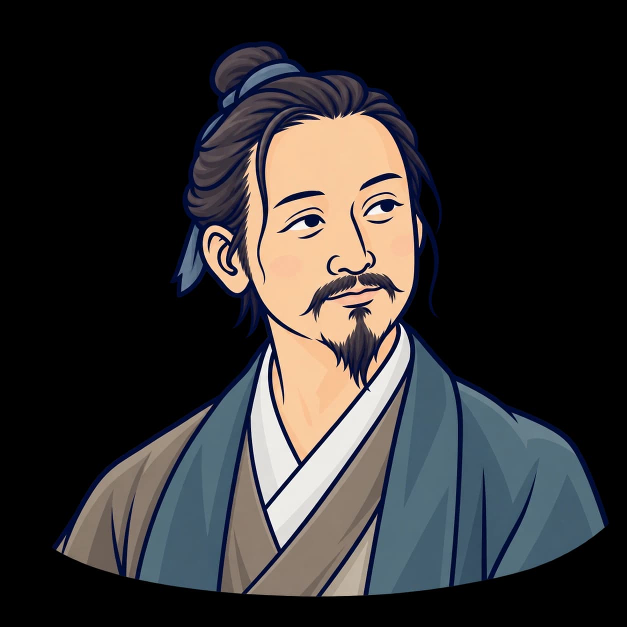 xunziを描いたフラットなイラスト肖像