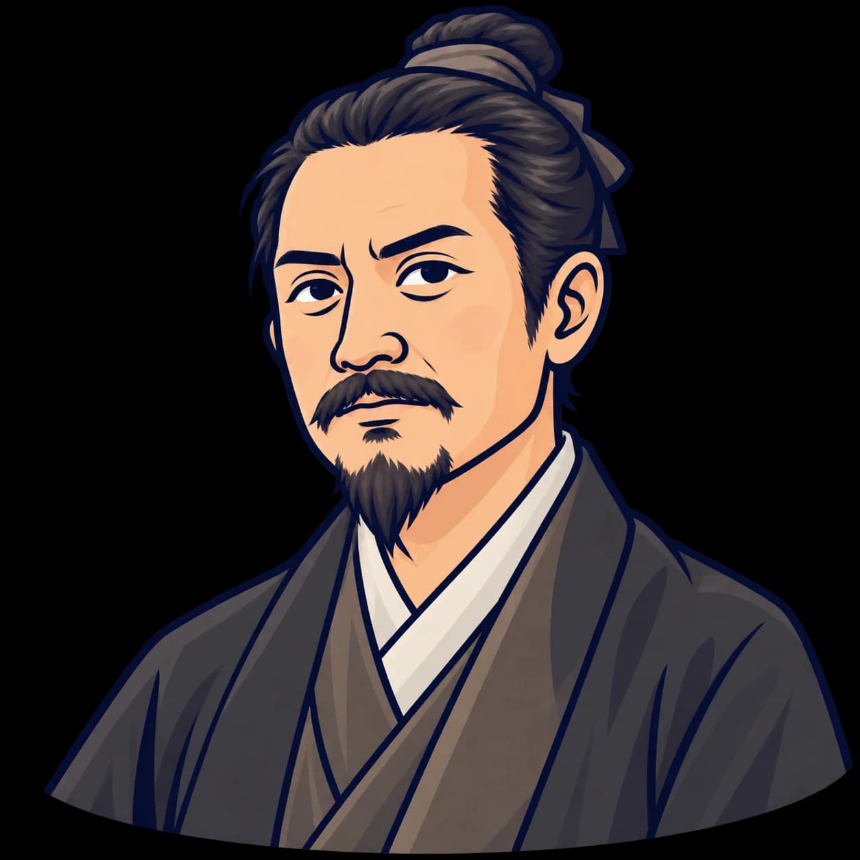 moziを描いたフラットなイラスト肖像